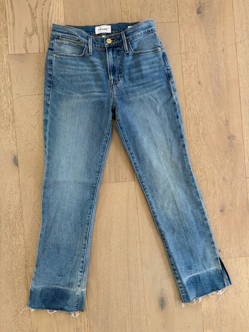 NWT Frame Denim Le High Straight Jeans Raw Hem High Waist Cigarette Style 
 sz 2